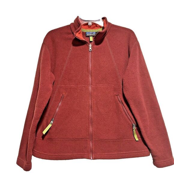 Patagonia Womens Jacket Full Zip Size LARGE Solid Rust High Neck Collared - Picture 1 of 10